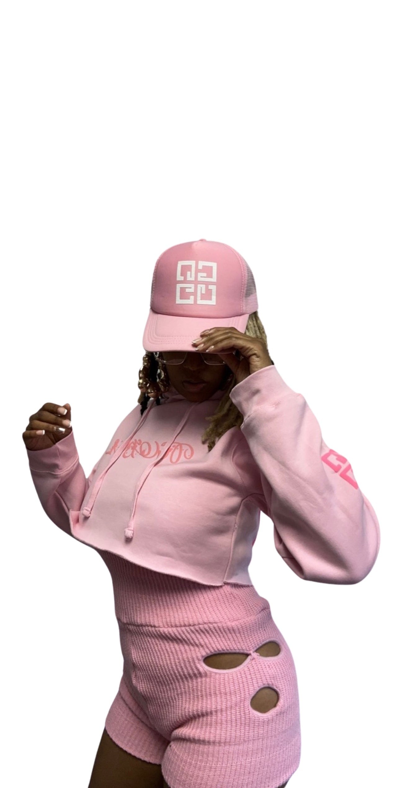 Pink GBL cropped hoodie