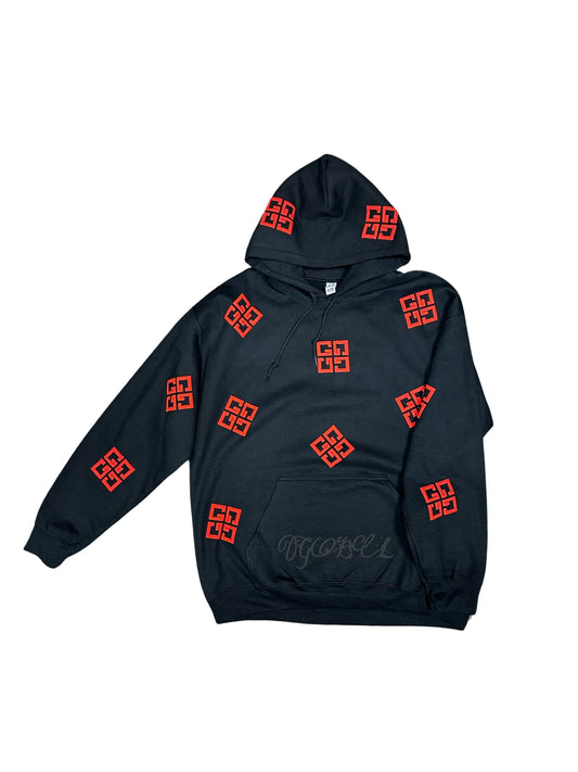 Red and black 4G logo hoodie