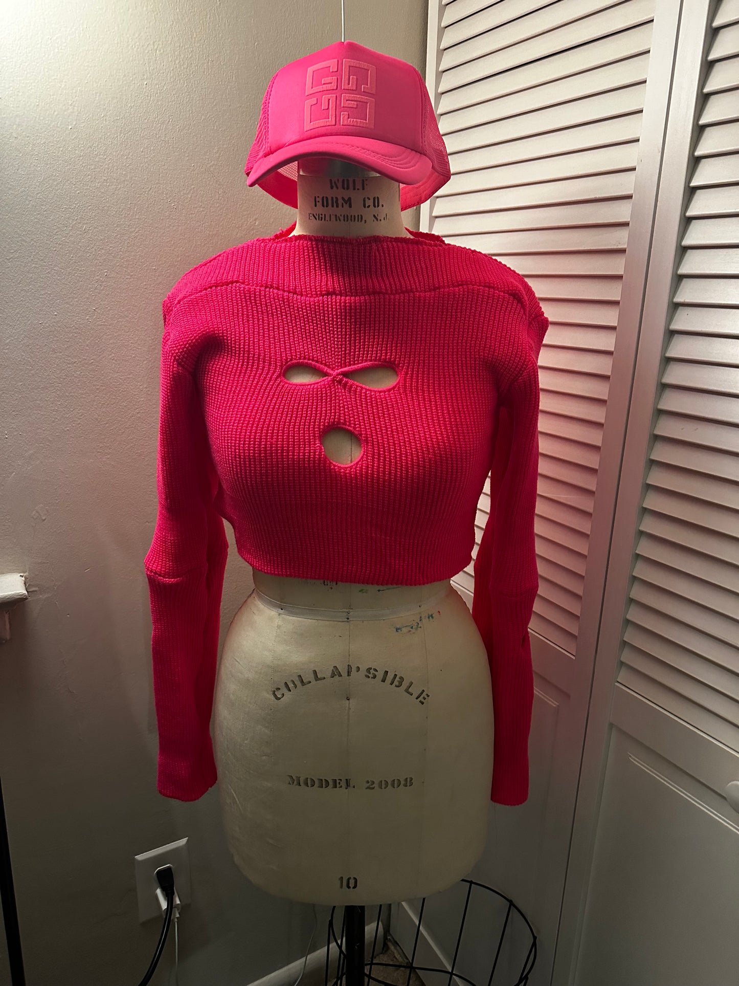 Pink ski mask sweater