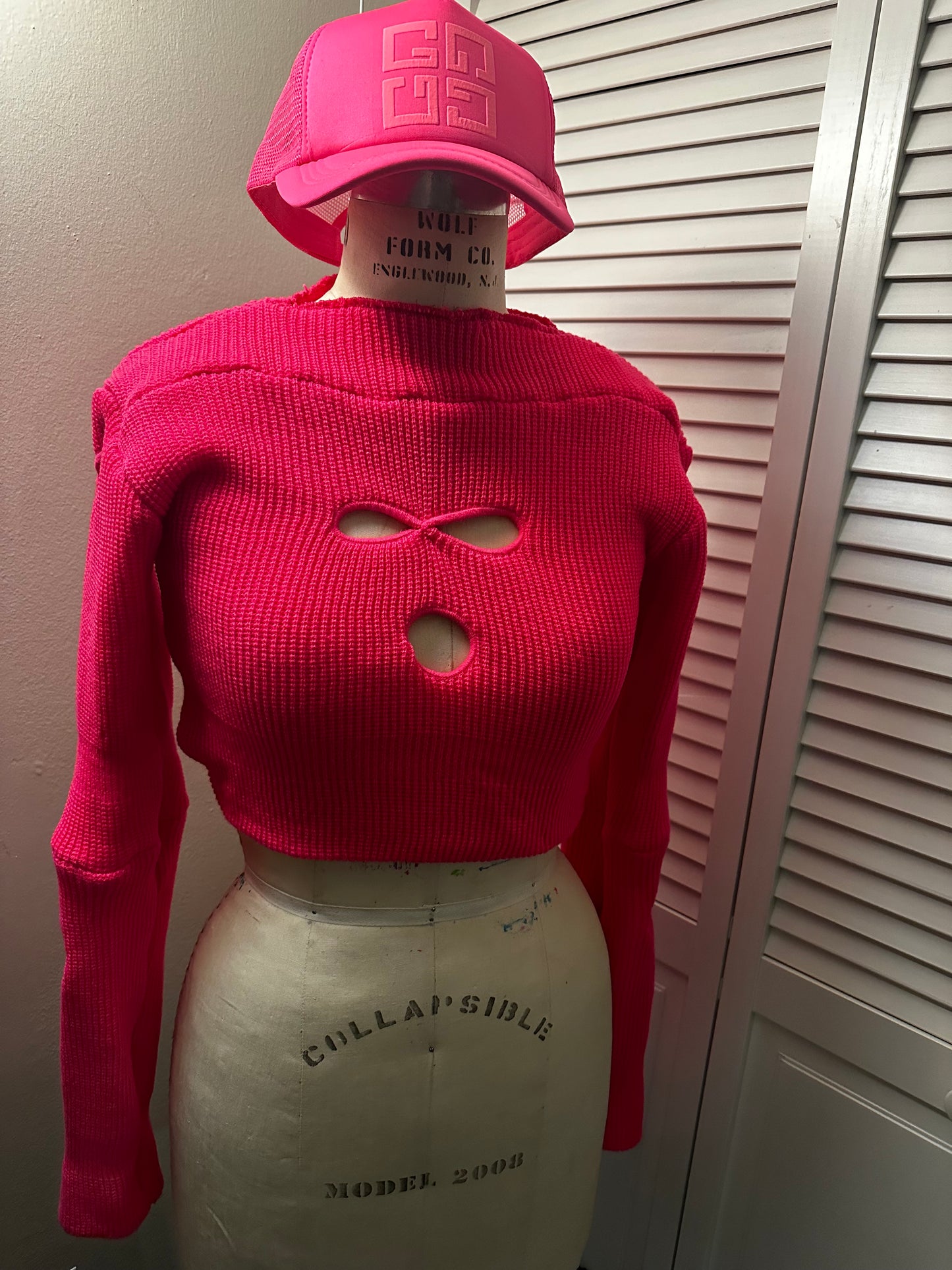 Pink ski mask sweater