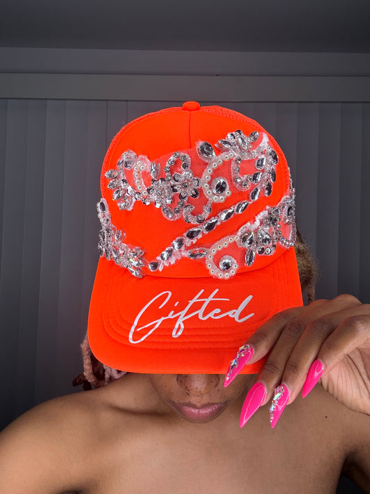 Orange bling hat