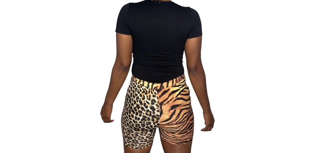 Leopard/tiger biker shorts