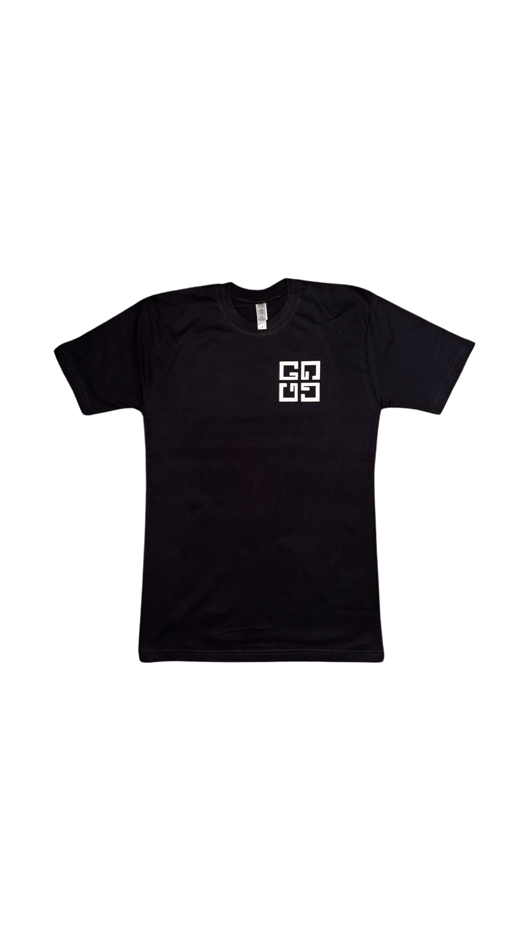 Custom black and white logo t-shirt featuring a sleek design and comfortable fit for everyday wear