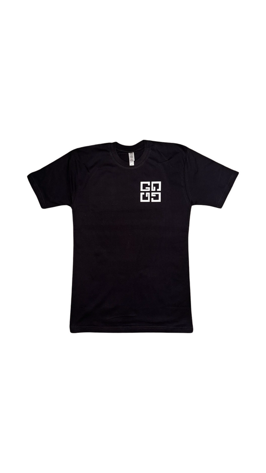 Custom black and white logo t-shirt featuring a sleek design and comfortable fit for everyday wear
