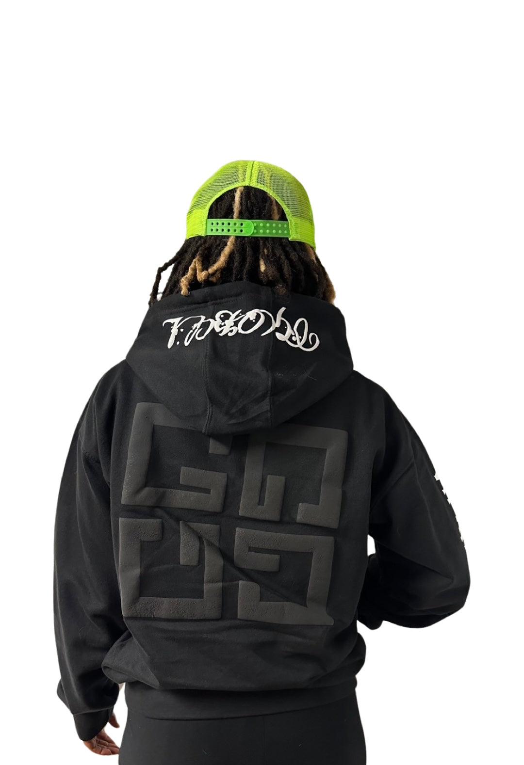 Custom GBL hoodie in black with bold logo design on the back for a stylish look