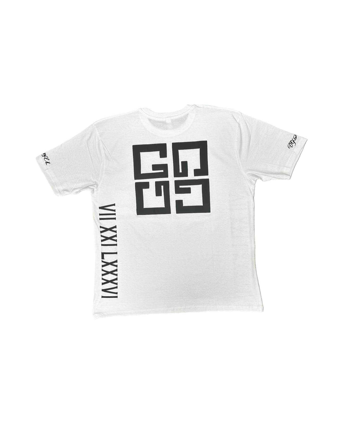Gifted By Laure’alle & Co. White Graphic Tee Set with Bold Black Design for Casual Wear