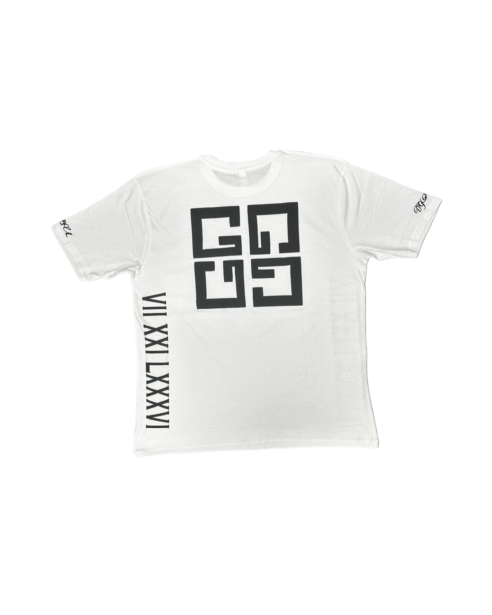 Gifted By Laure’alle & Co. White Graphic Tee Set with Bold Black Design for Casual Wear