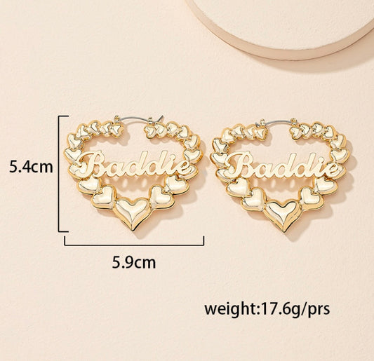 Baddie heart earrings